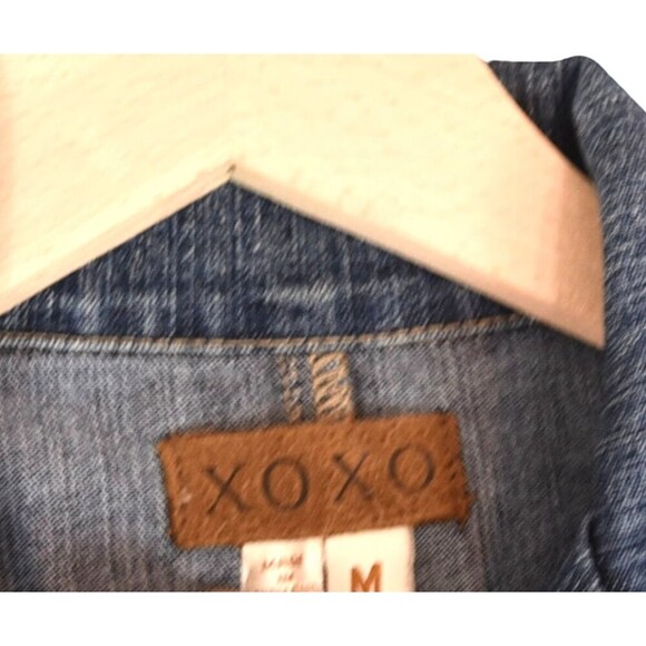 XOXO Denim Blazer Jacket Size M Button Front Jewel Buttons Utility Y2K Streetcor - Picture 5 of 7